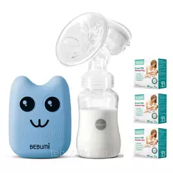 Электрический  молокоотсос Bebumi BS Eco (B blue) с силиконовой соской + пакеты для хранения грудного молока Электрический  молокоотсос Bebumi BS Eco (B blue) с силиконовой соской + пакеты для хранения грудного молока