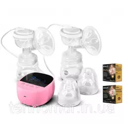 Электрический двойной двухфазный  молокоотсос Bebumi BD1 (pink) с силиконовой соской + пакеты для молока Электрический двойной двухфазный  молокоотсос Bebumi BD1 (pink) с силиконовой соской + пакеты для молока