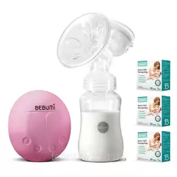Электрический  молокоотсос Bebumi BS Eco (A pink) с силиконовой соской + пакеты для хранения грудного молока Электрический  молокоотсос Bebumi BS Eco (A pink) с силиконовой соской + пакеты для хранения грудного молока
