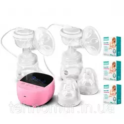Электрический двойной двухфазный  молокоотсос Bebumi BD1 (pink) с силиконовой соской + пакеты для молока Электрический двойной двухфазный  молокоотсос Bebumi BD1 (pink) с силиконовой соской + пакеты для молока