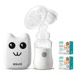 Электрический  молокоотсос Bebumi BS Eco (B white) с силиконовой соской  + пакеты для хранения грудного молока
