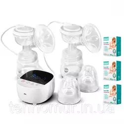 Электрический двойной двухфазный  молокоотсос Bebumi BD1 (white) с силиконовой соской + пакеты для молока Электрический двойной двухфазный  молокоотсос Bebumi BD1 (white) с силиконовой соской + пакеты для молока