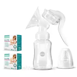 Ручной молокоотсос Bebumi BM1 + пакеты для хранения грудного молока Bebumi 60 штук Ручной молокоотсос Bebumi BM1 + пакеты для хранения грудного молока Bebumi 60 штук