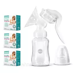 Ручной молокоотсос Bebumi BM1 + пакеты для хранения грудного молока Bebumi 90 штук Ручной молокоотсос Bebumi BM1 + пакеты для хранения грудного молока Bebumi 90 штук