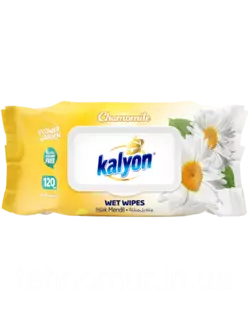 Влажные салфетки Kalyon Chamomile Ромашка 120 шт з клапаном Влажные салфетки Kalyon Chamomile Ромашка 120 шт з клапаном