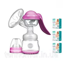 Ручной молокоотсос Bebumi BM Pro (pink) + силиконовая массажная насадка + пакеты для хранения грудного молока Ручной молокоотсос Bebumi BM Pro (pink) + силиконовая массажная насадка + пакеты для хранения грудного молока