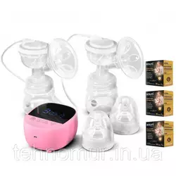 Электрический двойной двухфазный  молокоотсос Bebumi BD1 (pink) с силиконовой соской + пакеты для молока Электрический двойной двухфазный  молокоотсос Bebumi BD1 (pink) с силиконовой соской + пакеты для молока