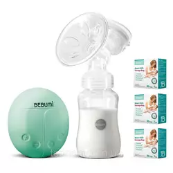 Электрический  молокоотсос Bebumi BS Eco (A green) с силиконовой соской + пакеты для хранения грудного молока Электрический  молокоотсос Bebumi BS Eco (A green) с силиконовой соской + пакеты для хранения грудного молока