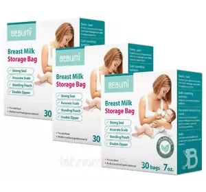 Три комплекта пакетов для хранения грудного молока Bebumi (90 штук) Три комплекта пакетов для хранения грудного молока Bebumi (90 штук)