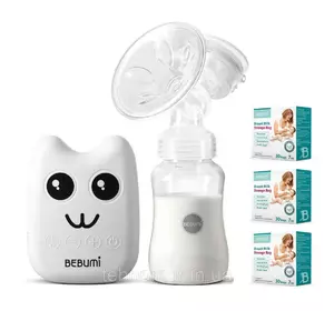Электрический  молокоотсос Bebumi BS Eco (B white) с силиконовой соской  + пакеты для хранения грудного молока Электрический  молокоотсос Bebumi BS Eco (B white) с силиконовой соской  + пакеты для хранения грудного молока