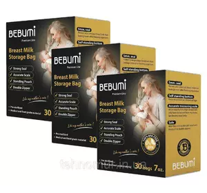 Три комплекта пакетов для хранения грудного молока Bebumi Pro (90 штук) Три комплекта пакетов для хранения грудного молока Bebumi Pro (90 штук)