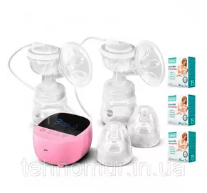 Электрический двойной двухфазный  молокоотсос Bebumi BD1 (pink) с силиконовой соской + пакеты для молока Электрический двойной двухфазный  молокоотсос Bebumi BD1 (pink) с силиконовой соской + пакеты для молока