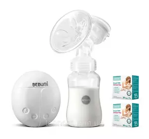 Электрический  молокоотсос Bebumi BS Eco (A white) с силиконовой соской  + пакеты для хранения грудного молока