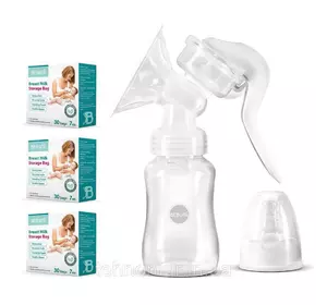 Ручной молокоотсос Bebumi BM1 + пакеты для хранения грудного молока Bebumi 90 штук Ручной молокоотсос Bebumi BM1 + пакеты для хранения грудного молока Bebumi 90 штук