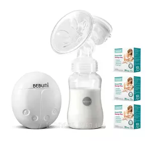 Электрический  молокоотсос Bebumi BS Eco (A white) с силиконовой соской  + пакеты для хранения грудного молока