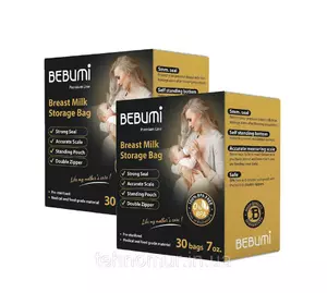 Два комплекта пакетов для хранения грудного молока Bebumi Pro (60 штук)