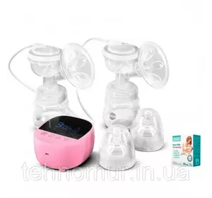 Электрический двойной двухфазный  молокоотсос Bebumi BD1 (pink) с силиконовой соской + пакеты для молока