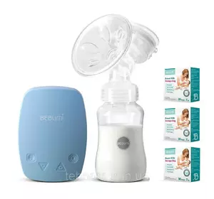 Электрический  молокоотсос Bebumi BS Eco (C blue) с силиконовой соской + пакеты для хранения грудного молока Электрический  молокоотсос Bebumi BS Eco (C blue) с силиконовой соской + пакеты для хранения грудного молока
