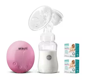 Электрический  молокоотсос Bebumi BS Eco (A pink) с силиконовой соской + пакеты для хранения грудного молока